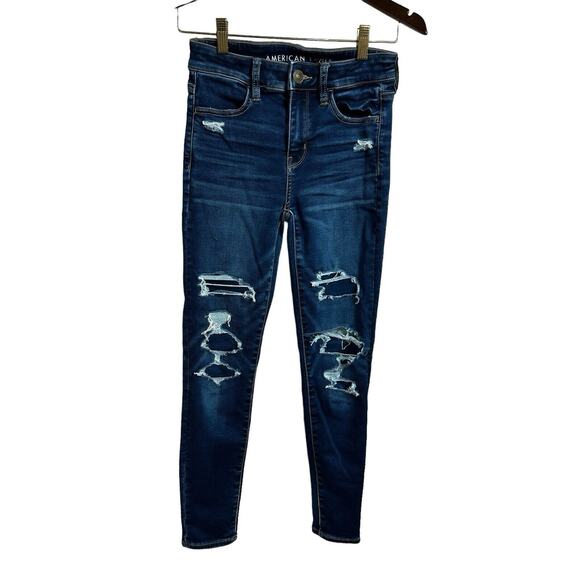 American Eagle AE Womens 2 Short Destroyed Distressed Hi-Rise Stretch Jegging - Picture 4 of 8